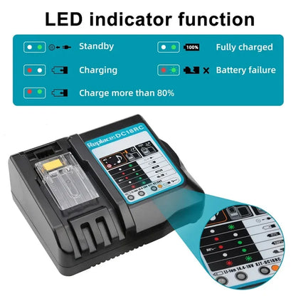 DC18RC Li-ion Battery Charger For Makita 14.4V 18V BL1830 Bl1430 DC18RF BL1815 BL1415 LXT400 BCl180W DC18RD DC18RE DC18SF BL1860