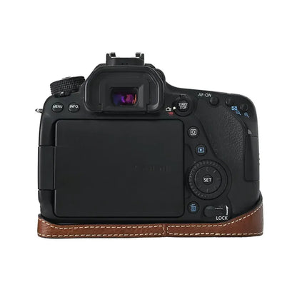 Camera Half Case  PU Leather   for Canon EOS 60D 70D 80D 90D Bottom Opening Magnetic Cover With Shoulder Strap