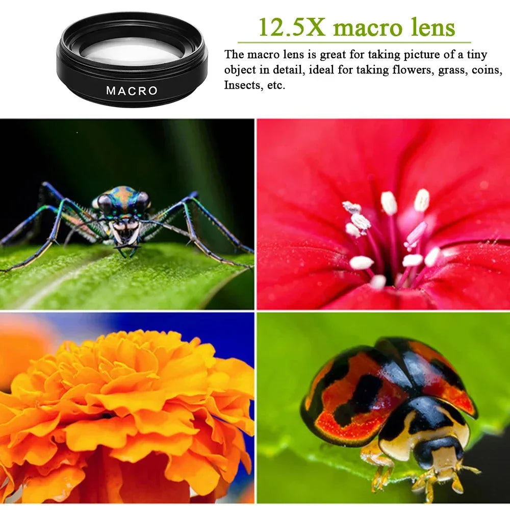 Professional 2 in 1 Lens Universal Clip 37mm Cell Phone Lens 0.45x 49uv Super Wide Angle + Macro HD Lens for All Smartphones