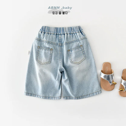2026 Summer New Baby Thin Denim Shorts Children Casual Pants Boys Girls Loose Jeans Shorts Solid Kids Clothes