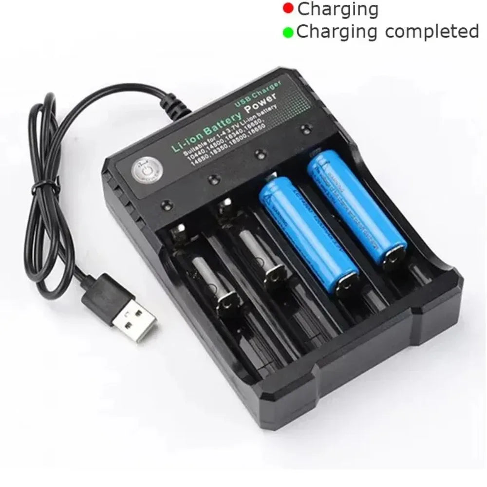 18650 Battery Charger Black 2/3/4 Slots AC 110V 220V Dual For 18650 Charging 3.7V Rechargeable Lithium Battery 4 Ports Charger
