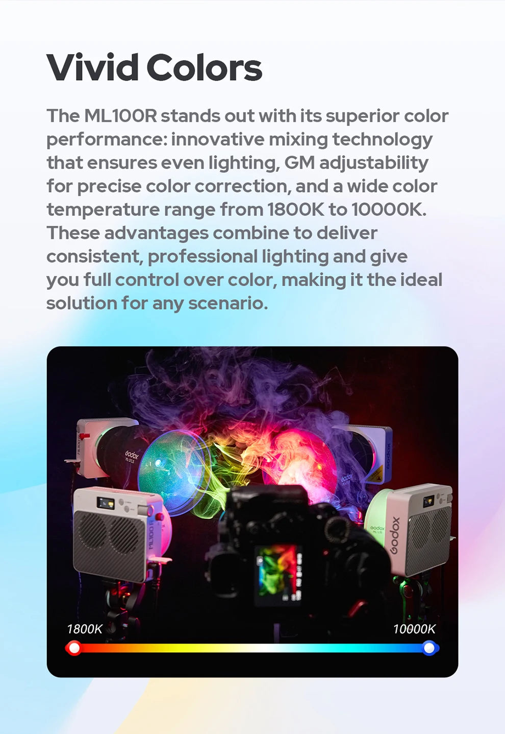 Godox ML100R 110W RGB LED Video Light 2800-6500K 11 FX Effects APP Control Godox Mount for Filmmaking/Live Streaming/Vlog