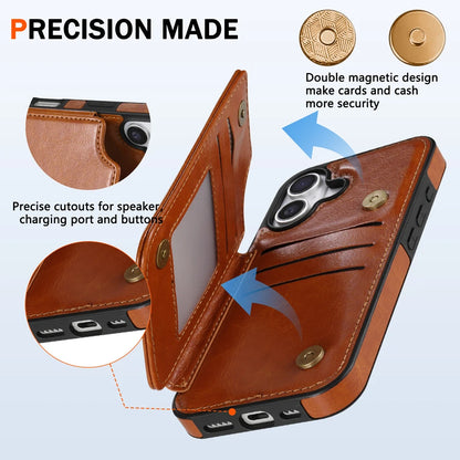 Wallet RFID Blocking Layer Protect Anti-Theft Magnetic Leather Case For iPhone Air 17 Pro Max 16e 15 Plus 14 13 12 11 Card Bag