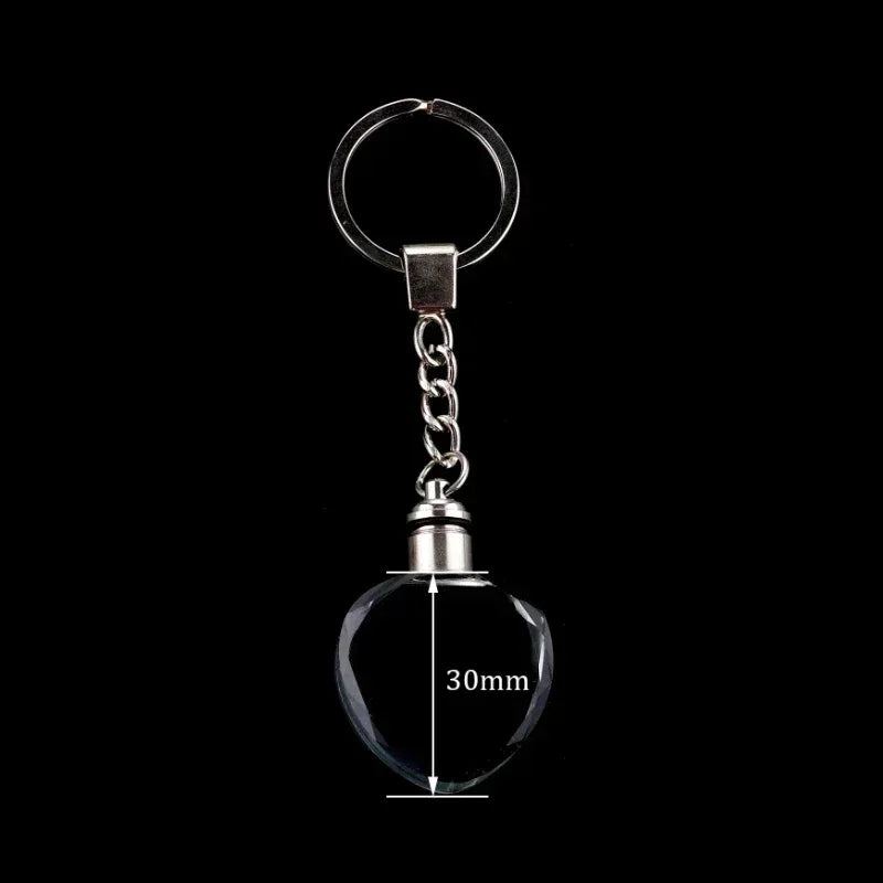 Crystal Keyring with LED Light inside Free Engrave any Design Crystal Blank Key Ring Custom Logo Family Photo DIY Birthday Gifts