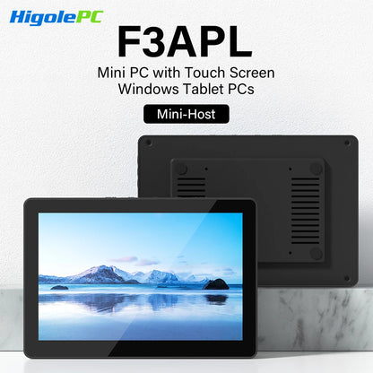 Higole F3APL 8'' Fanless Mini PC with Screen Intel J3455 Windows 10 WiFi5 4GB 64GB 2340mAh 4K Laptop Desktop PC Mini Computers
