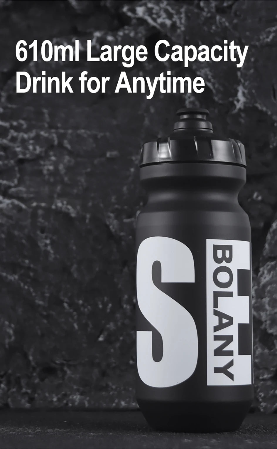 BOLANY 610ML Cycling Bike Water Bottle Bicycle Portable Kettle with Cover Matte Plastic Sports Bottle Outdoor Supplies