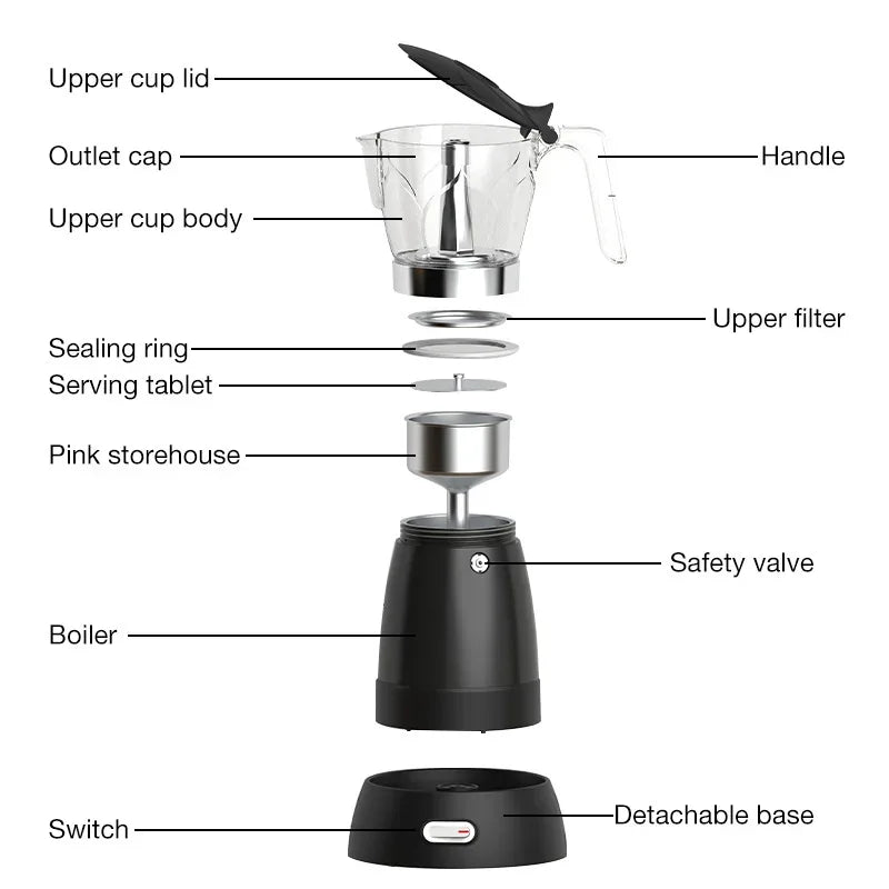 Coffee Maker Coffee Pot Portable Aluminum  Electric Moka Pot  White New Style