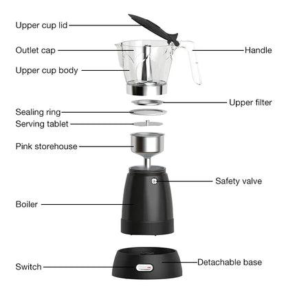 Coffee Maker Coffee Pot Portable Aluminum  Electric Moka Pot  White New Style