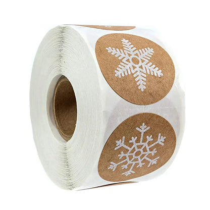 100-500Pcs Gold Snowflake Christmas Stickers Candy Bag Envelopes Sealing Label Christmas Gifts Box Decorations Sticker