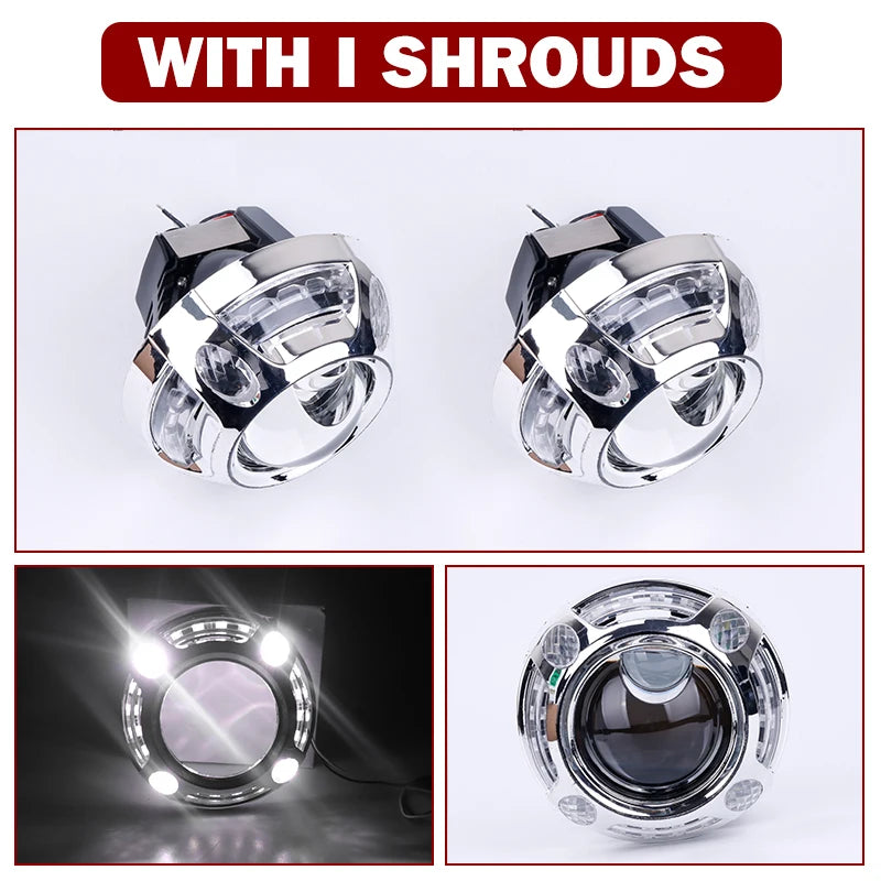 Riderspark 3 Inch Bi LED Projector Headlights Lenses Hella Laser LED Lights 160W 60000LM Headlamp Car Accessories RHD LHD Spot