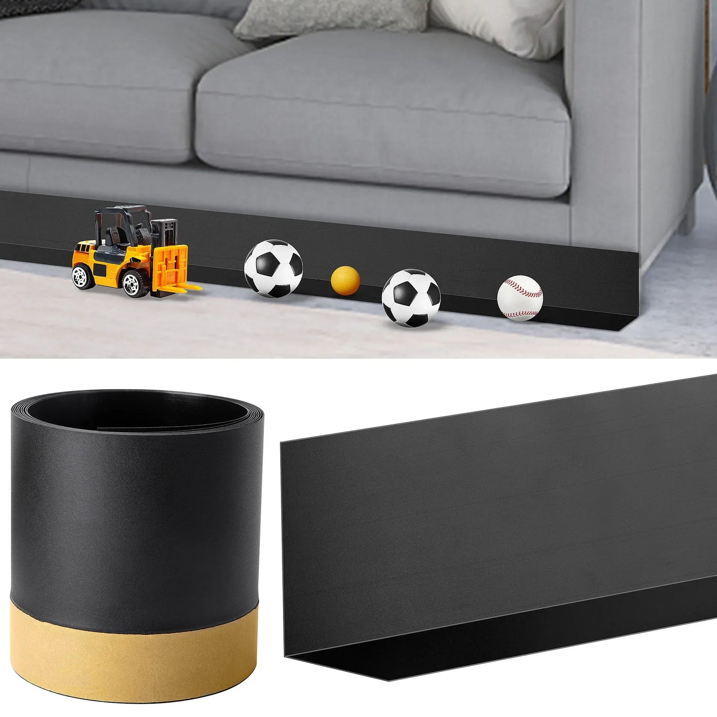 Adjustable PVC sofa backrest - 3 meters, cuttable toy preventer under sofa, easy-to-install sofa bottom panel.