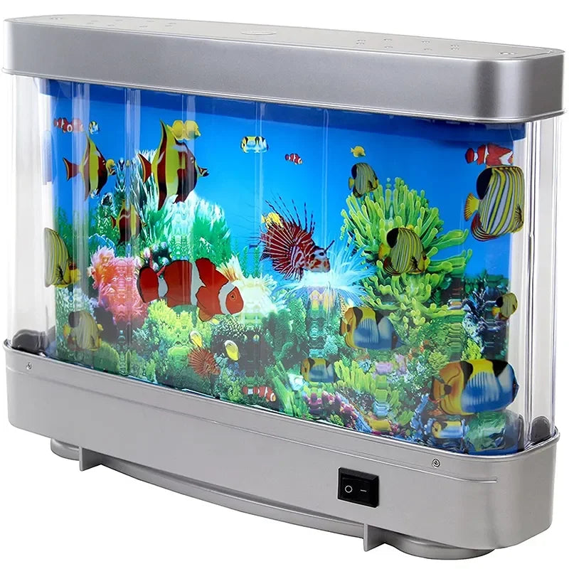 Lampe d'aquarium artificielle avec poissons tropicaux, décoration d'aquarium, océan virtuel en mouvement, veilleuse pour enfants, cadeau d'Halloween ou de Noël. Jouet