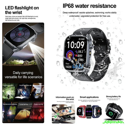 New Uric Acid Blood Lipids AI-GPT ECG Smartwatch Micro Physical Examination Body Analysis Men BT Call LED Flashlight Smartwatch