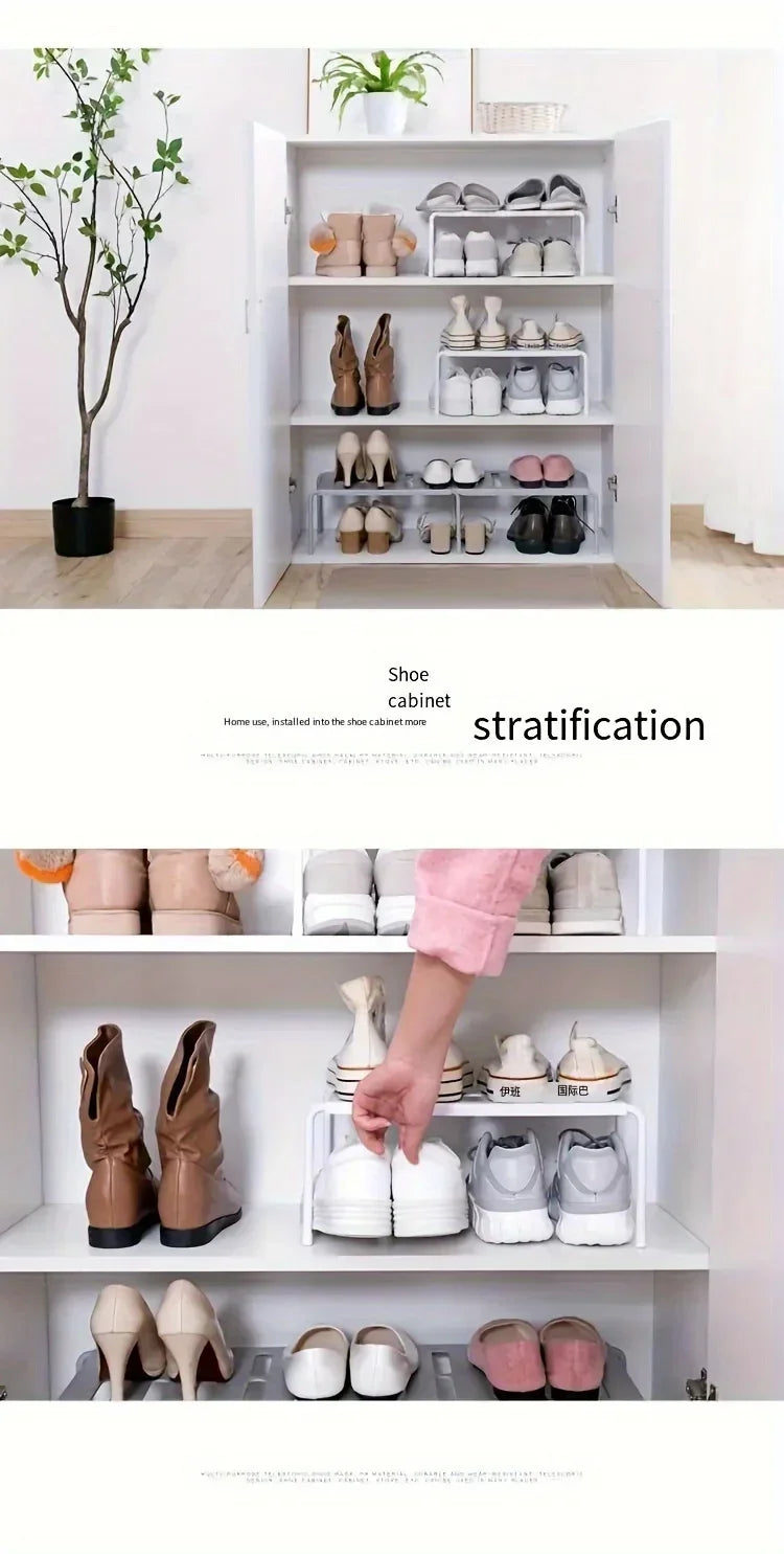 Non-adjustable plastic shoe rack, multi-layer storage organizer, space-saving sports shoes, slippers, family dormitory wardrobe,