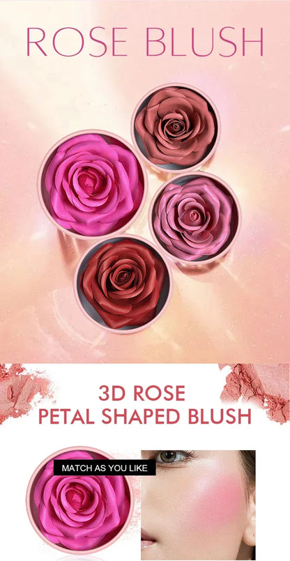 4-Color Rose Petal Blush,Waterproof Blush Cream,Natural Finish,Light Coverage,Perfect Gift for Christmas and Valentine's Day