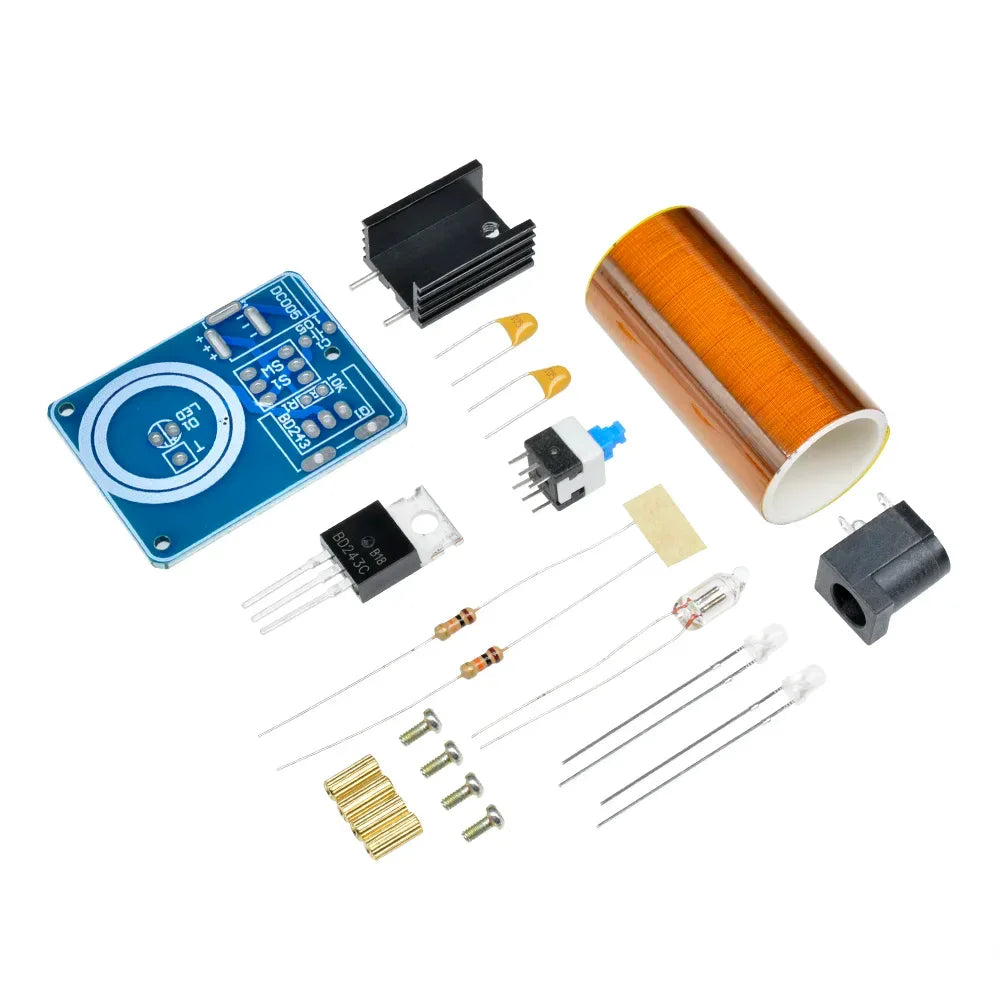 BD243 Mini Tesla Coil DIY Kit 9-12V Tesla Coil Magic Props BD243C DIY Parts Empty Lights Technology Electronics Module