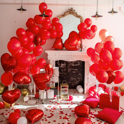 104 Pieces Ruby Red Balloon Red Garland Arch Set with Different Sizes, Suitable for Birthday, Wedding, Valentine's Day