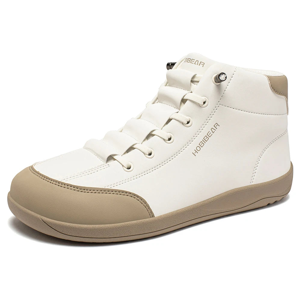 HOBIBEAR Mid-Top Barefoot Shoes Unisex Wide Toe Minimalist Ankle Boots Artificial Leather Outdoor Non-Slip Sneaker