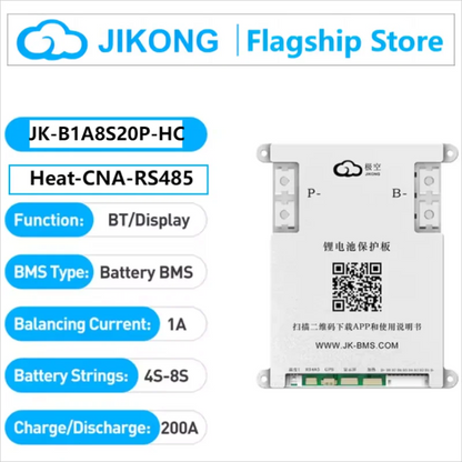 Jikong JK BMS 3s 4s 5s 6s 7s 8s 100A 200A 300A Smart Lifepo4 Li-ion Active Balance Lithium 12V 24v With RS485 CAN Bluetooth Heat