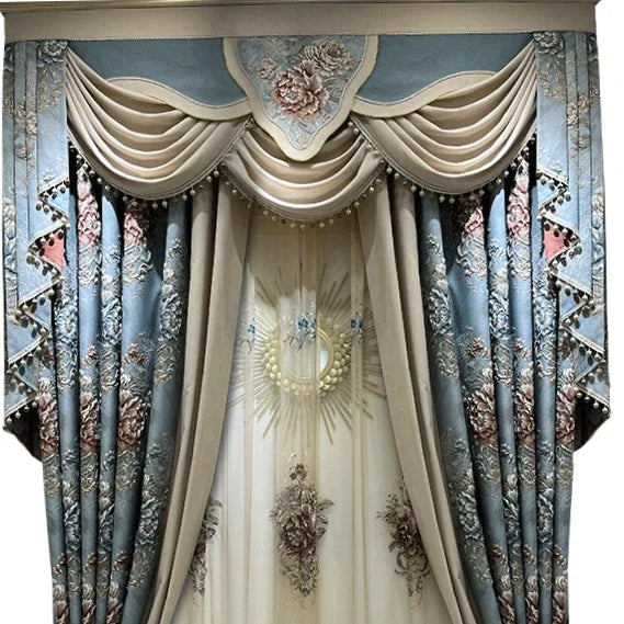 High-end AtmosphereCurations for Living Room American French Large Relief Jacquard Finished European Bedroom Blackout Curtain