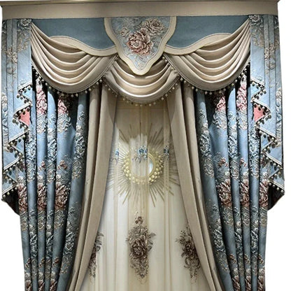 High-end AtmosphereCurations for Living Room American French Large Relief Jacquard Finished European Bedroom Blackout Curtain