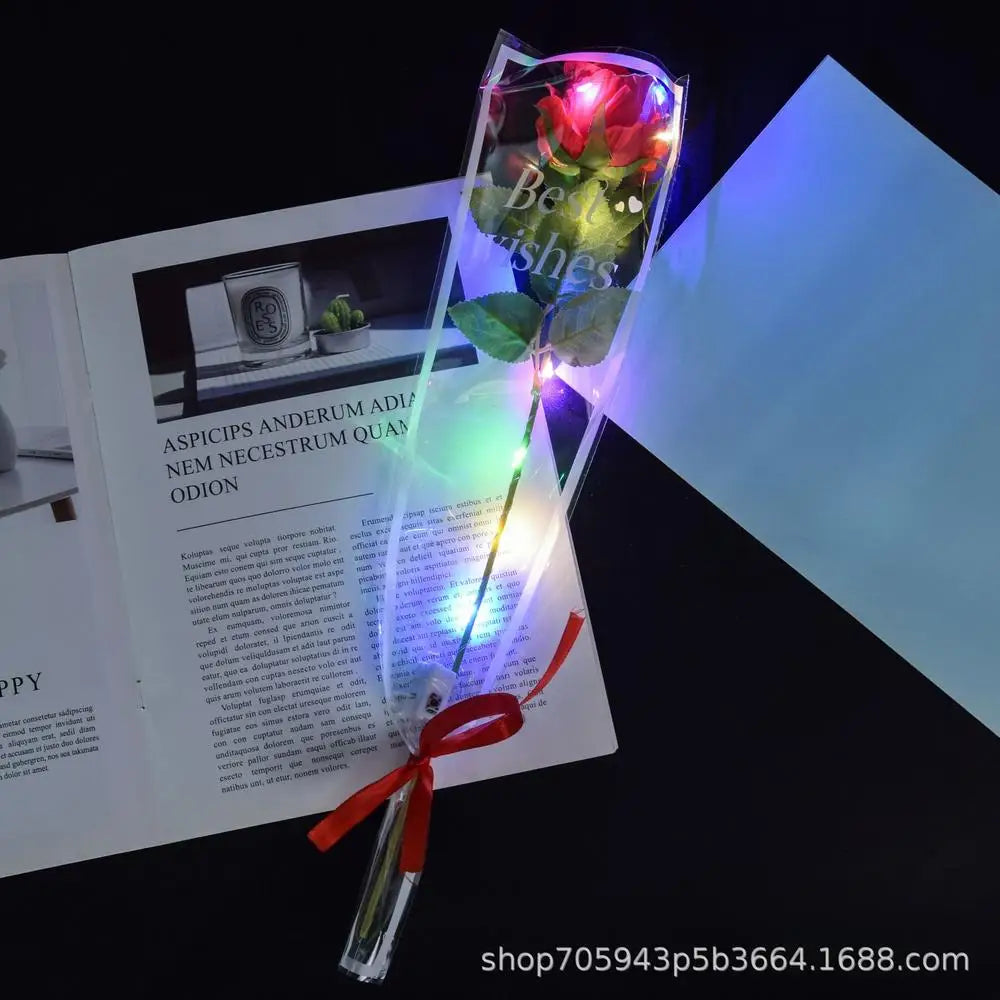 Glowing Rose Artifical Fake Flowers Valentine'S Day Mother'S Day Gift Anniversary Wedding Lover Lighting Roses Party Supplies