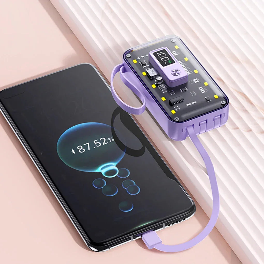 Transparent Mini Power Bank Kit Portable Fast Charging For21700 DIY Kit And Has Future Shape Is violet Battery not Included