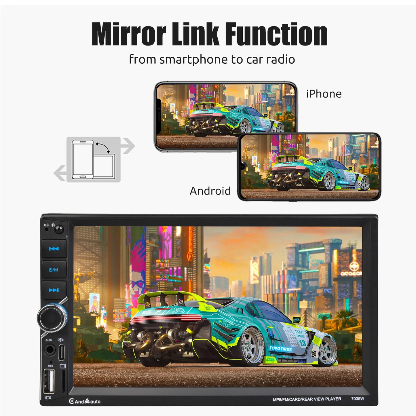 7 Inch HD Touch Screen Car Radio 2 Din High Quality Video Player Wince Wireless CarPlay Android Auto Bluetooth Rear Camera