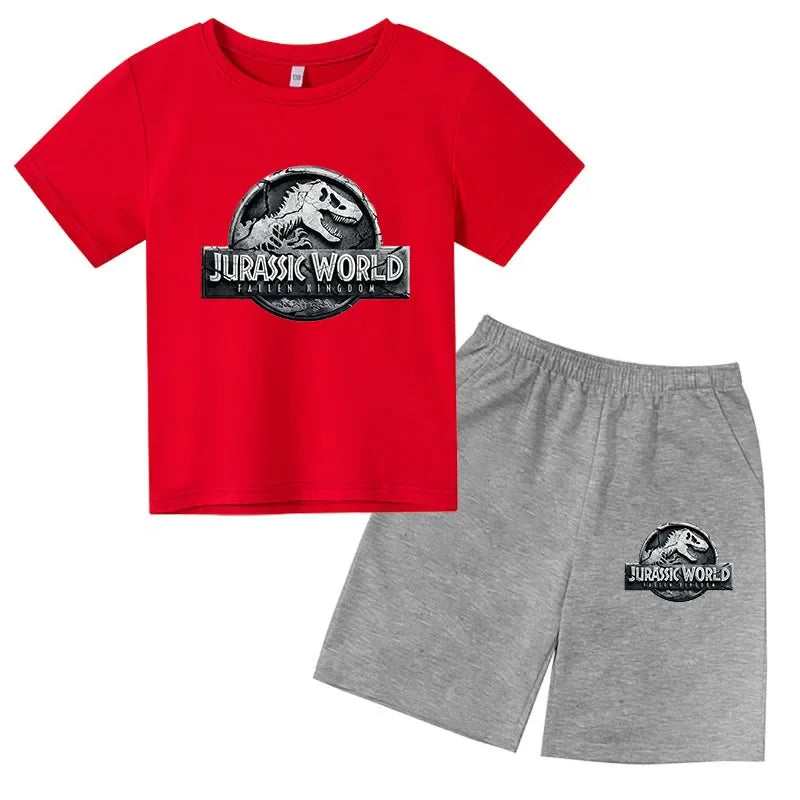 Summer Short Sleeve T Shirt +shorts 2 Piece Set Children Clothes Luxury Brand Print Sport Casual Fashion Boy Girl Kid Tracksuit