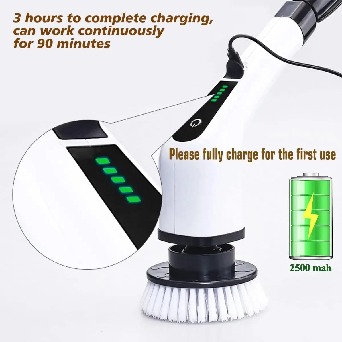 Cordless Multifunctional Electric Cleaning Brush - Spin Scrubber Portable Toilet Mop for Kitchen & Bathroom