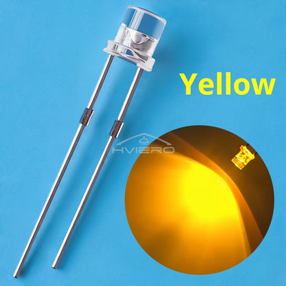 100Pcs F3 3mm 2pins Flat White Red Yellow Blue Green Pink Diode Led Wide Angle Light Emitting Diodes Lamp Ultra Bright LED Bulbs