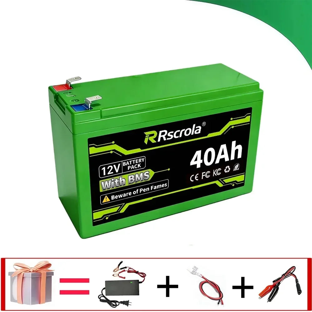 12V Li-ion Battery Pack 50Ah/40Ah/30Ah/20Ah A+ 18650 Battery Pack Long-lasting for Sprayer,Children's Toy Car,Scale,Solar Energy