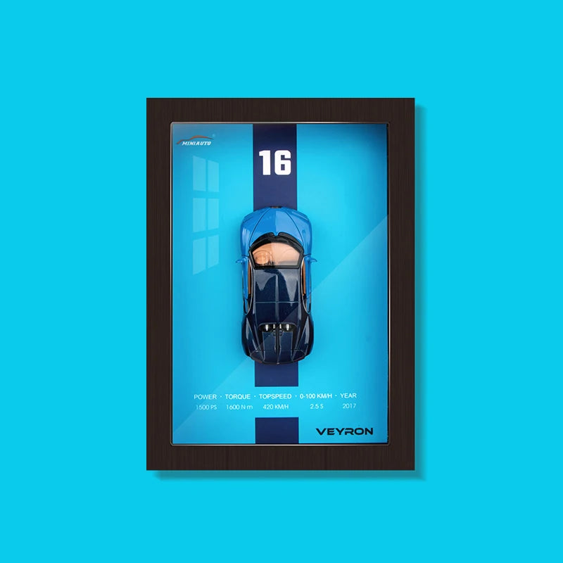 1:32 3D Photo Frame Wall Hanging Paintings Alloy Metal Diecast Model Car Home Trend Toy Decorations Display Valentine's Day Gift