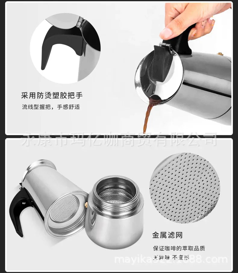 Explosions Stainless Steel Mocha Pot European Coffee Cup Portable Electric Coffee Pot Spot Wholesale