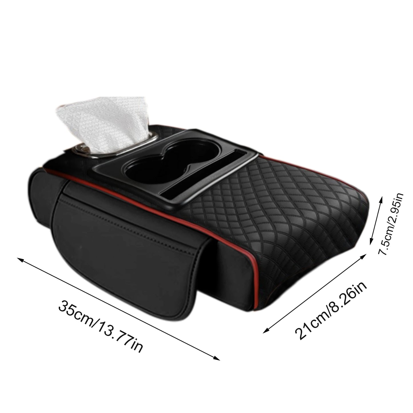 Car Armrest Box Heightening Cushion With Cup Holder Tissue Box Side Storage Pocket For Auto Interior Arm Rest Cover Height Pad
