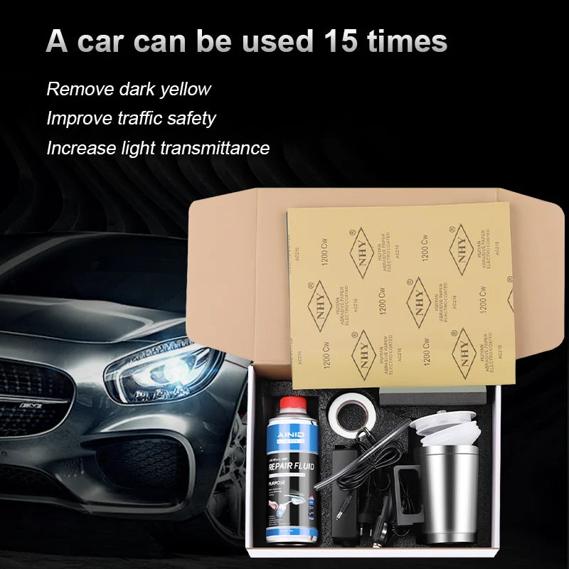 Car Headlight Restoration Polish Liquid Polymer Evaporator Garage Tools Car Headlight Renovation Repair Scratch Remover