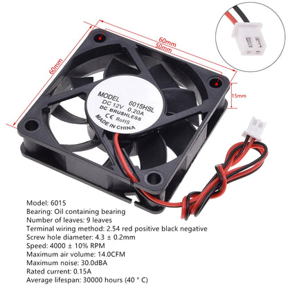 Silent DC12V Brushless Oil Content Cooling fan，for Power Supply Toy Chassis Multiple Sizes Available 2 3 4 5 6 7 8 9CM Silent
