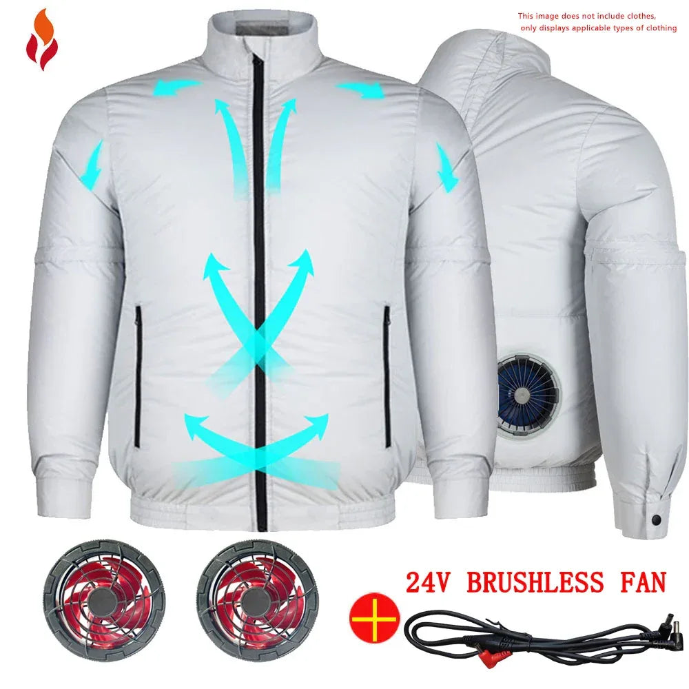 Men Outdoor Summer USB Electric Fan Cooling Jackets New generation 19 24V Air Conditioning Fan With Cable Air Conditioner Fan