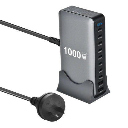 New 1000W GaN USB Type C Charger PD3.1 PPS 10-Port Desktop Fast Charging Station Adapter for Tablets & Mobile Dropshipping