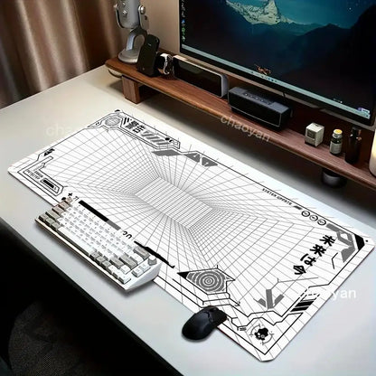 Perspective Grid Desk Mat Gaming Mat Pad on The Table Office Gamer Accessorie Keyboard Mat White Mouse Pad Mouse Carpet  playmat
