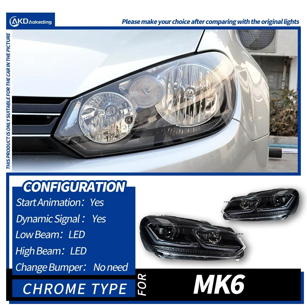 Headlight For VW Golf 6 MK6 2009-2013 Car автомобильные товары LED DRL Hella 5 Xenon Lens Hid H7 Golf6 Car Accessories