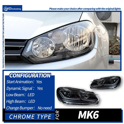 Headlight For VW Golf 6 MK6 2009-2013 Car автомобильные товары LED DRL Hella 5 Xenon Lens Hid H7 Golf6 Car Accessories