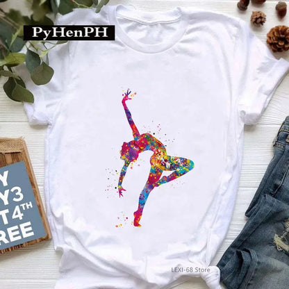Gymnast Dancer T Shirt  Fashion Gymnast Artistic Gymnastics Printed T-shirt for Women Parent-child Clothing Oversized T Shirt