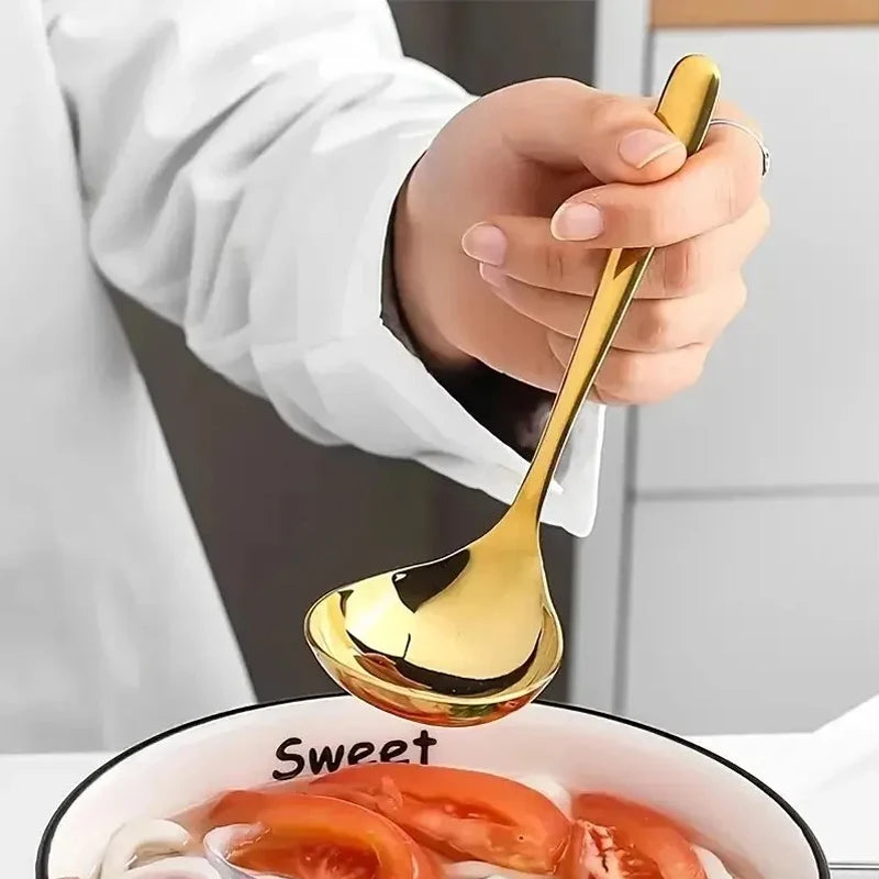 1/6Pc Stainless Steel Thickening Spoon Creative Long Handle Hotel Hot Pot Spoon Soup Ladle Home Kitchen Essential Tools