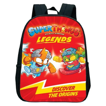 SuperThings Backpack Toddler Cartoon Schoolbag Boys Girls Kindergarten Bag Waterproof Kids Bookbag 12 Inch