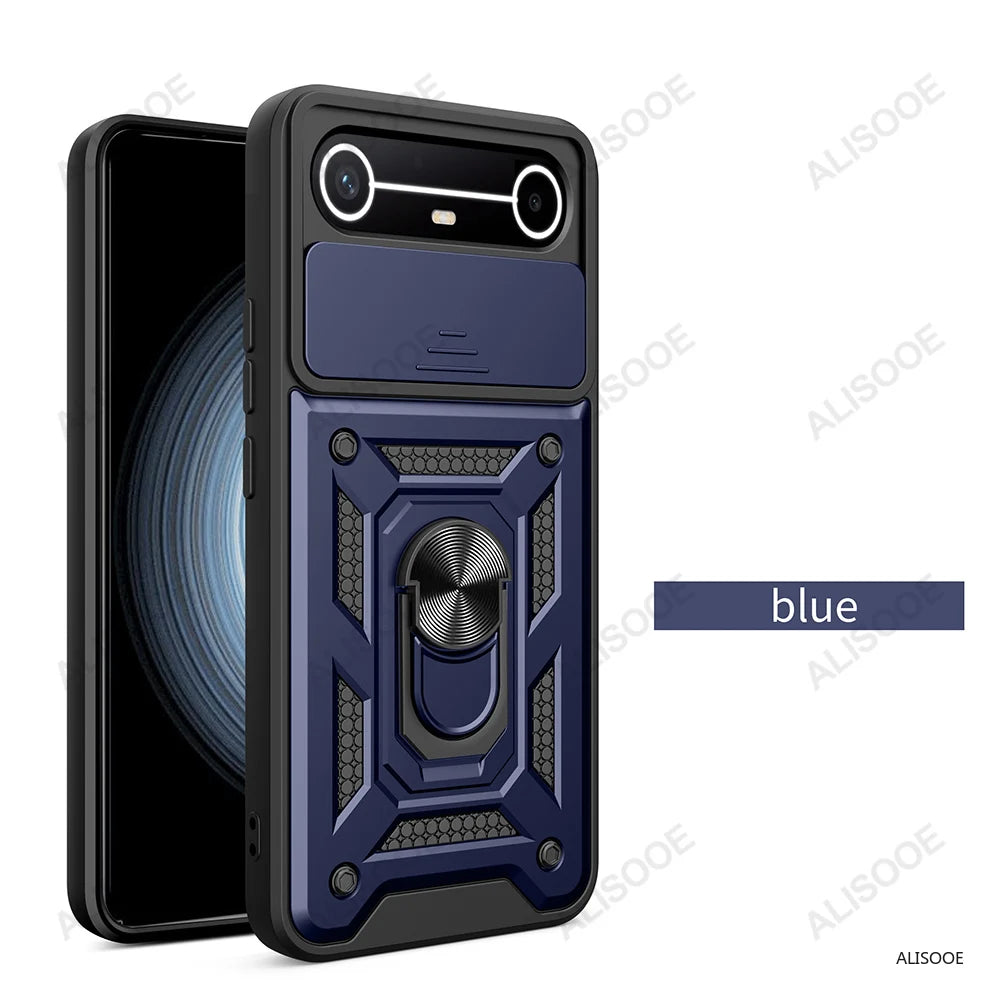 Slide Camera Cover for Tecno Spark Slim 4G Pova Slim 5G Case Ring Kickstand Holder Full Protective Shockproof Phone Capa Funda