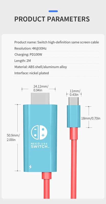 2M USB C to HDMI 4K Cable 100W PD Charging Portable Converter Type C to HDTV for TV Docking Steam Deck Laptop Phone Tablet