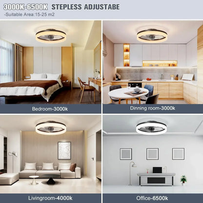 Modern Smart Fan With Lights Winter Infinitely Dimmable Summer Reversible Dual Modes For Living room Bedroom Kitchen