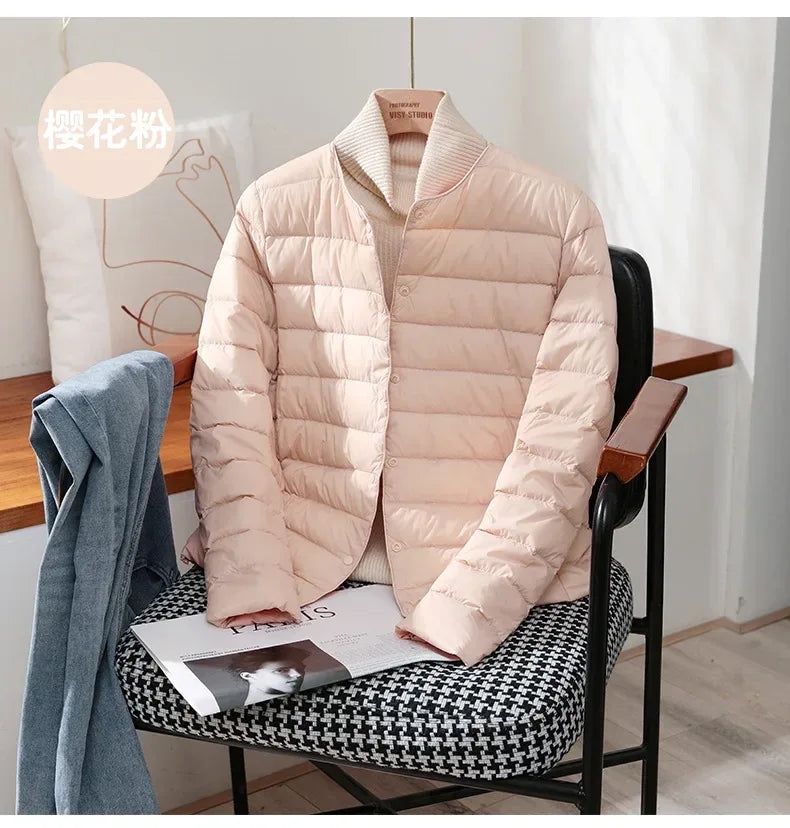 Light Down Coat Spring Autumn Warm Women White Duck Down Slim Jackets Female Fashion Ultra Lightweight Packable Puffer Coats