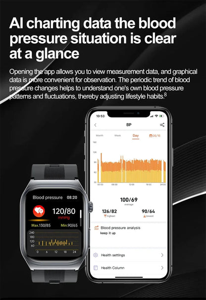 Sapphire Glass Air Pump Airbag Test Three High Smart Watches Men ECG Heart Rate Blood Pressure Health Tracker NFC Smartwatch